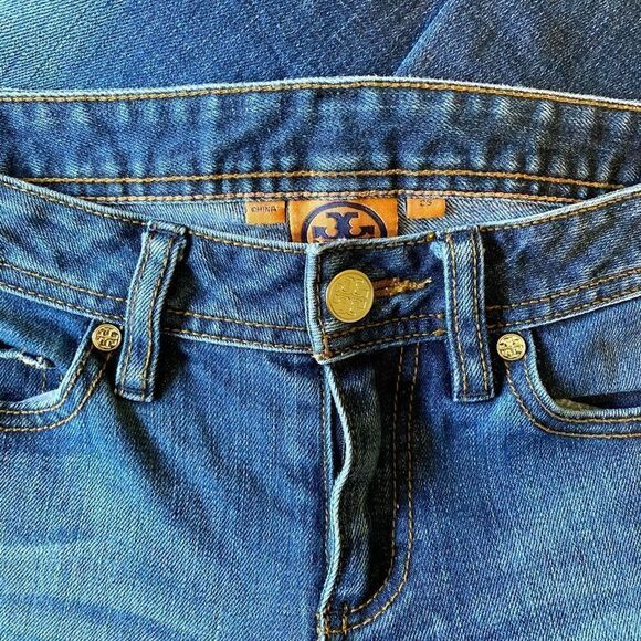 Tory Burch Classic Bootcut Jeans Denim Medium Wash Low Rise Size 25 Waist - Picture 6 of 10